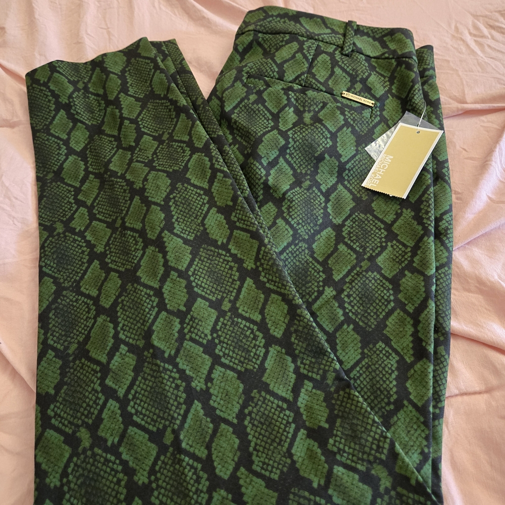 Michael Kors Green Patterned Pants
